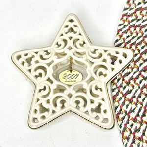 Lenox 2007 Annual Star of Lace Holiday Christmas Tree Ornament, gold white boho